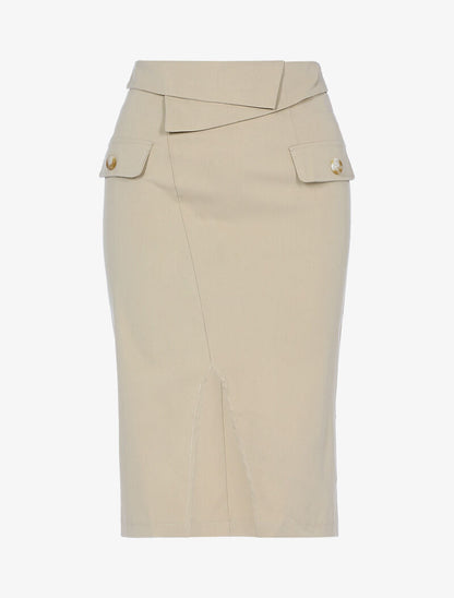 Jupe crayon à taille empiécée - beige - 1
