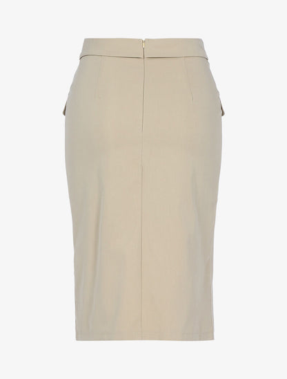 Jupe crayon à taille empiécée - beige - 2