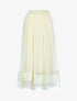 Jupe en voile à empiècement feuille brodée - beige - 3