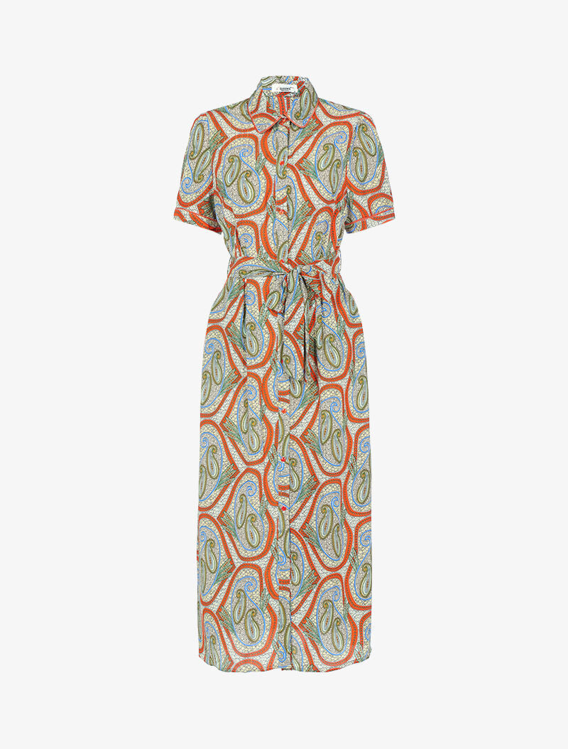 Robe longue à imprimé cachemire - orange - 3