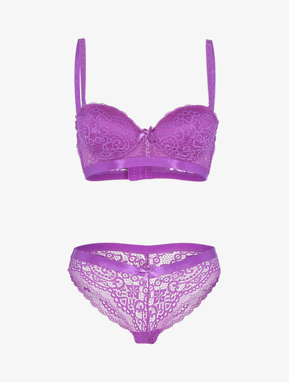 Ensemble en dentelle festonnée - violet - 1
