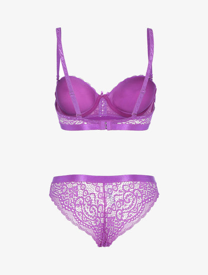 Ensemble en dentelle festonnée - violet - 2