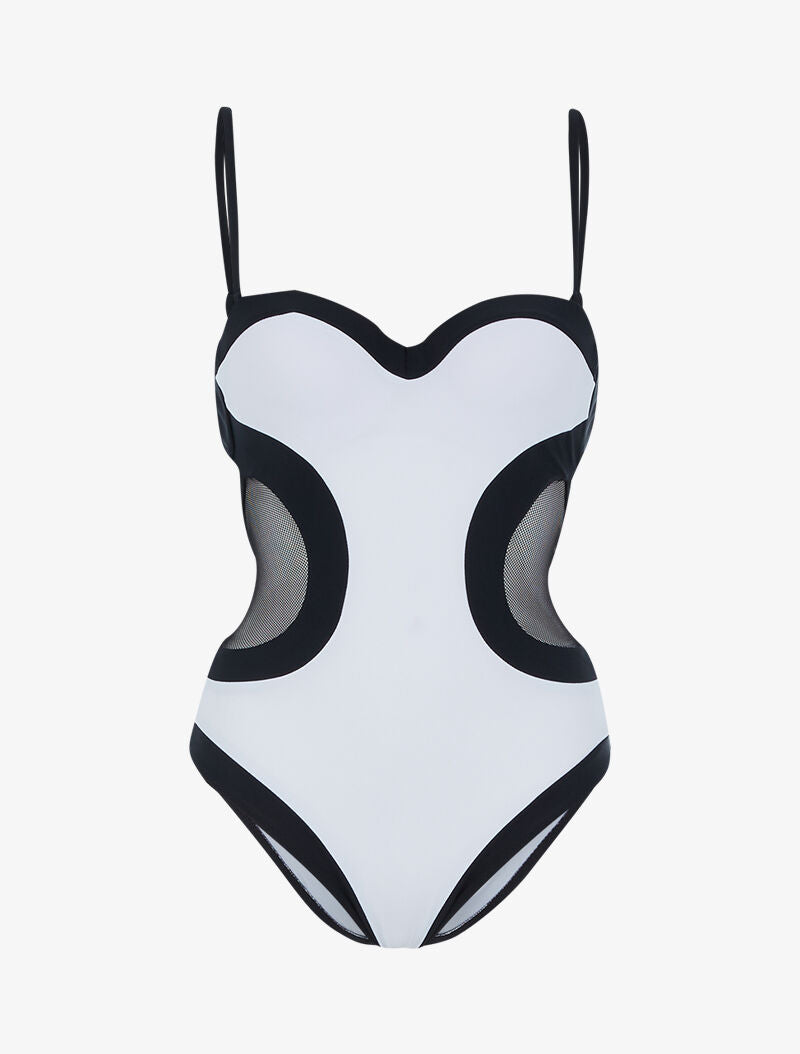 Trikini color block - blanc et noir - 3