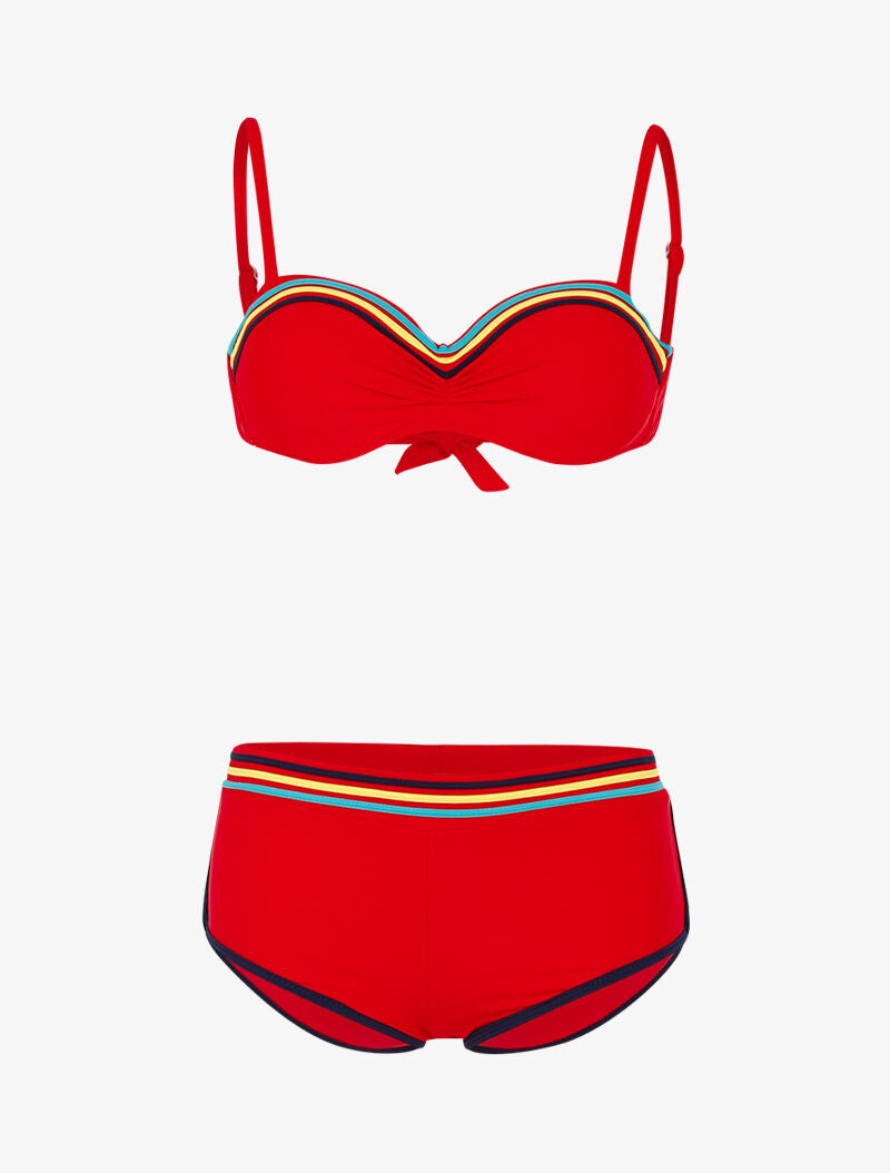 Bikini à bandes colorées - rouge - 3