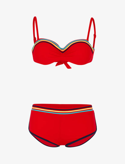 Bikini à bandes colorées - rouge - 3