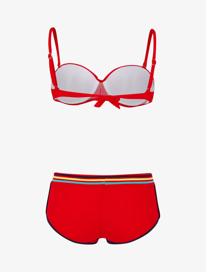 Bikini à bandes colorées - rouge - 2
