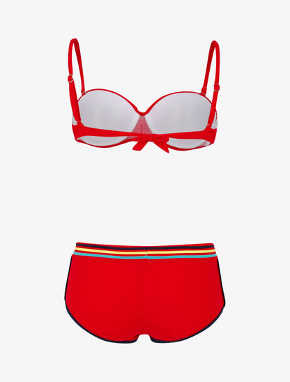 Bikini à bandes colorées - rouge - 2