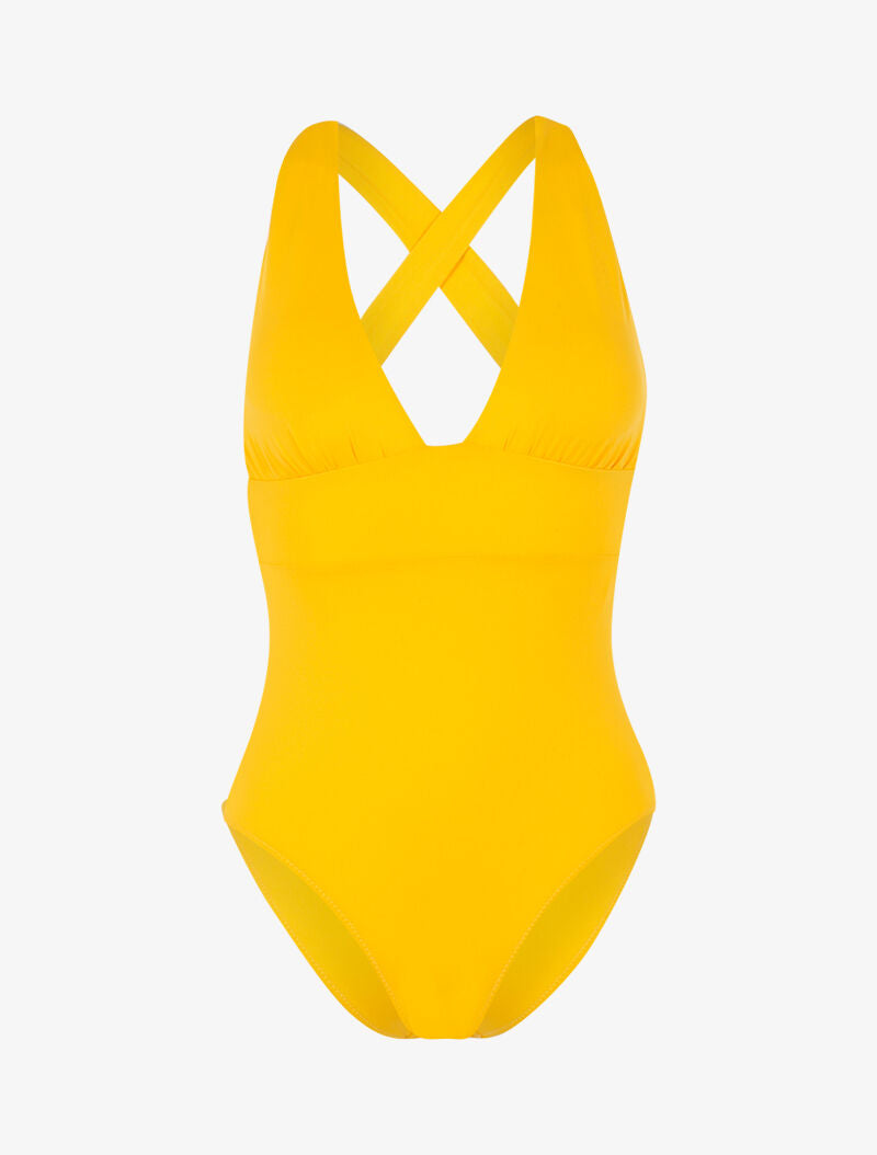 Monokini à décolleté profond - jaune - 1