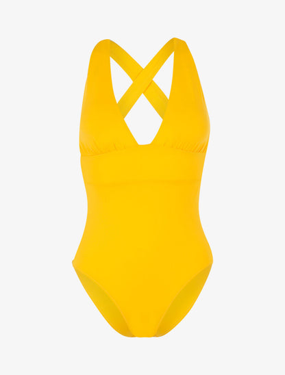 Monokini à décolleté profond - jaune - 1