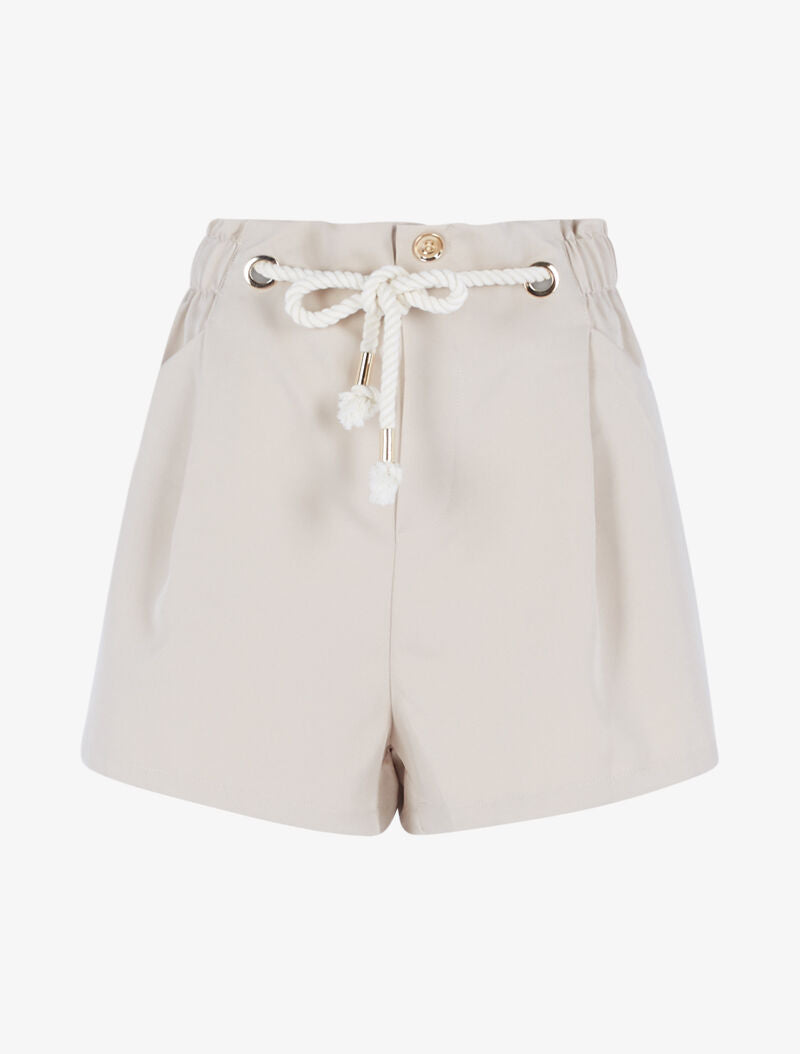 Short uni à cordon décoratif - beige - 3