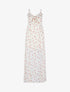 Robe longue fendue en voile imprimé - beige - 1