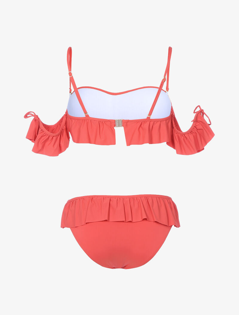 Bikini balconnet volanté - corail - 2