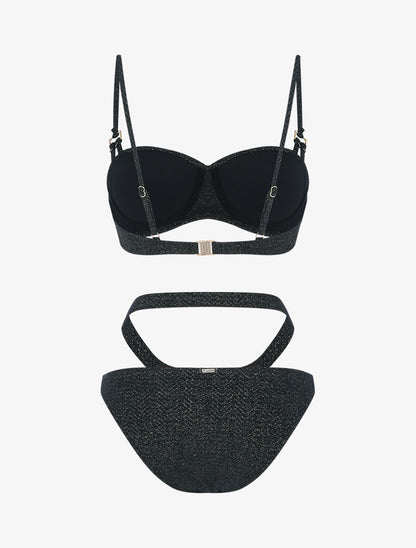Bikini à balconnet texturé et pailleté - noir - 2