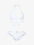 Bikini triangle à doublure ajourée graphique - blanc - 3