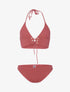 Bikini triangle côtelé à corset - vieux rose - 3