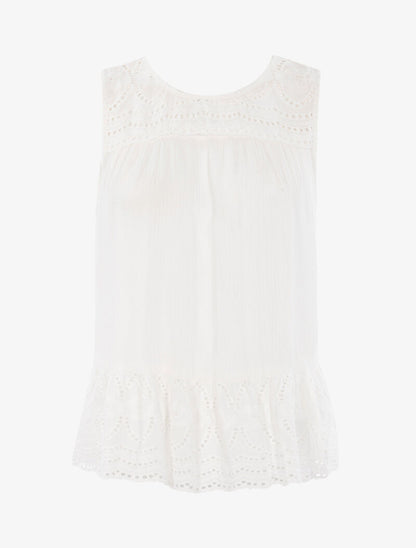 Top à détails style crochet - ecru - 1