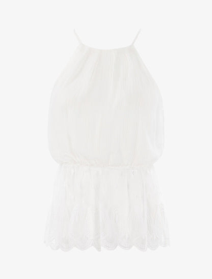 Top coupe boule à détails crochet - blanc - 1