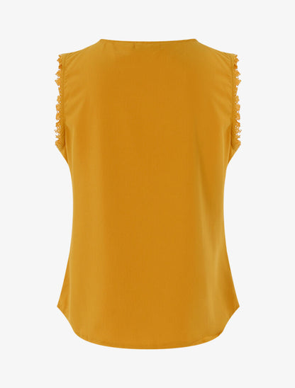 Top à détails plissés et crochet - jaune - 2