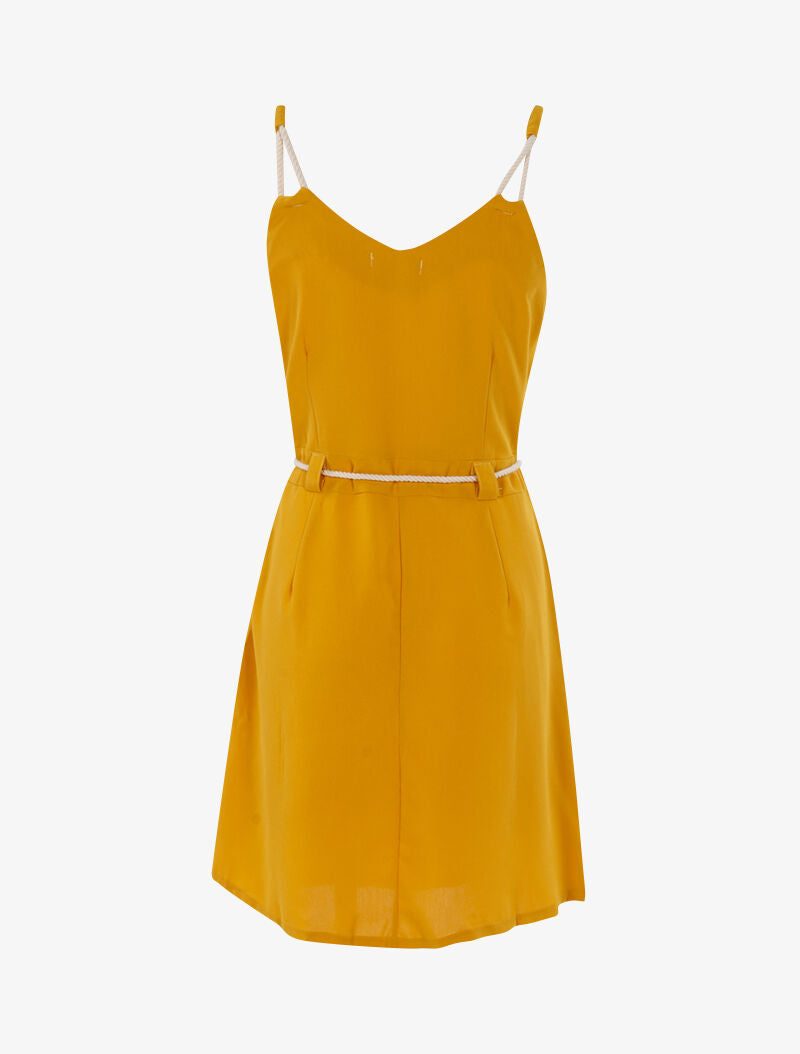 Robe à bretelles style cordes - jaune - 2