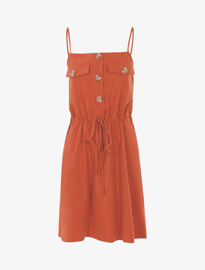 Robe à poitrine ornée de poches - orange - 2