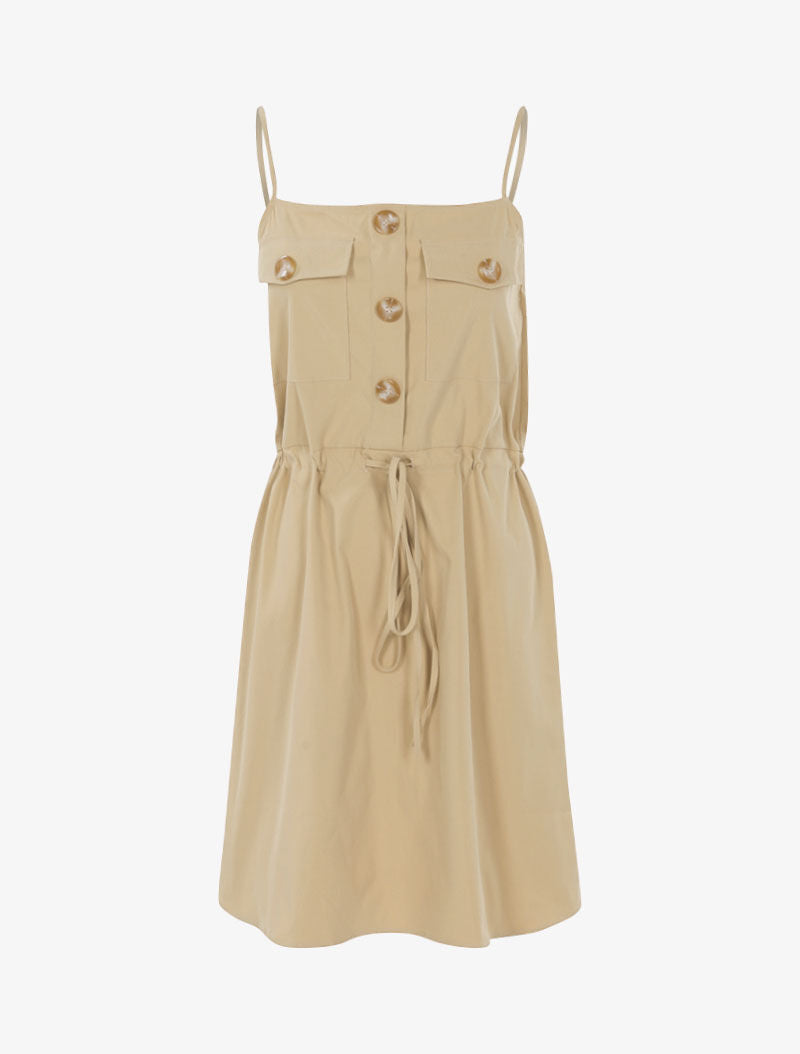 Robe à poitrine ornée de poches - beige - 3