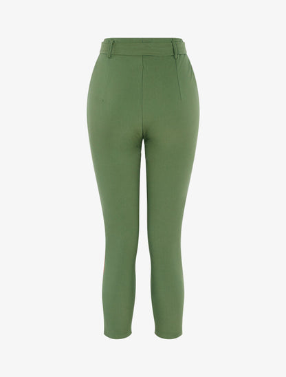 Einfarbige 7/8-Hose - Kaki