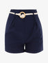 Short uni avec ceinture style corde - marine - 1