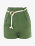 Short uni avec ceinture style corde - kaki - 1