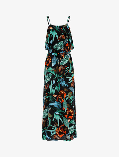 Robe à imprimé feuillages - noir - 2