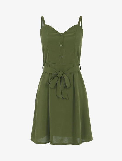 Robe à boutonnière décorative - kaki - 1