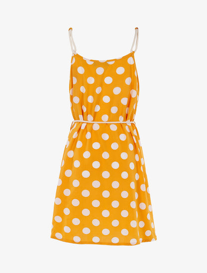 Robe trapèze à pois - jaune - 2