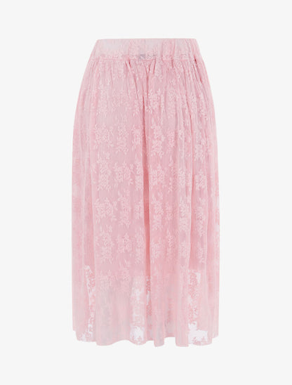 Jupe midi doublé en dentelle - rose - 2