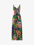 Robe longue à imprimé tropical - bleu - 1