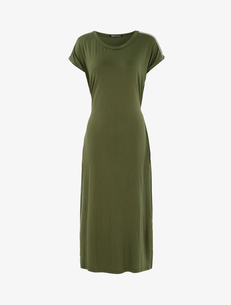 Robe t-shirt à bandes irisées - kaki - 1