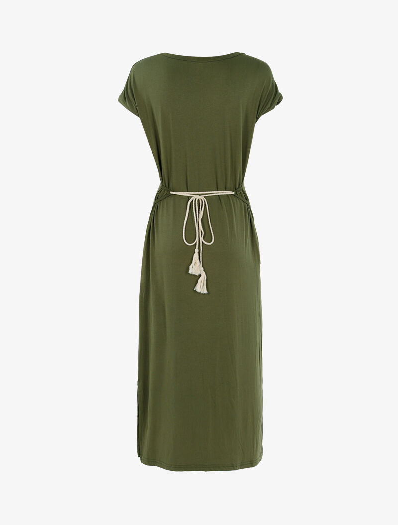 Robe t-shirt à bandes irisées - kaki - 2