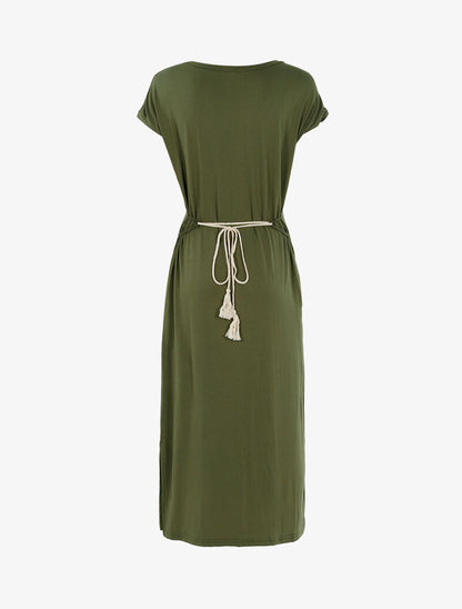 Robe t-shirt à bandes irisées - kaki - 2