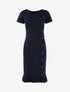 Robe à boutonnière et bord volanté - marine - 1