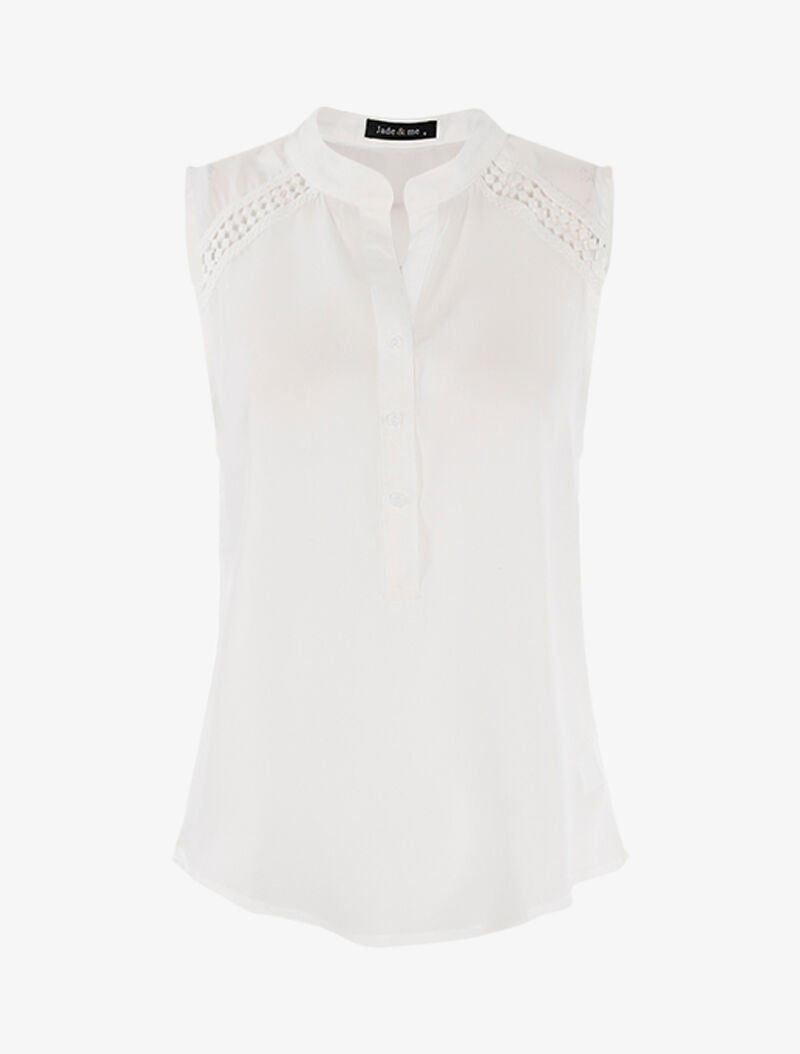 Top style chemise sans manches - blanc - 3