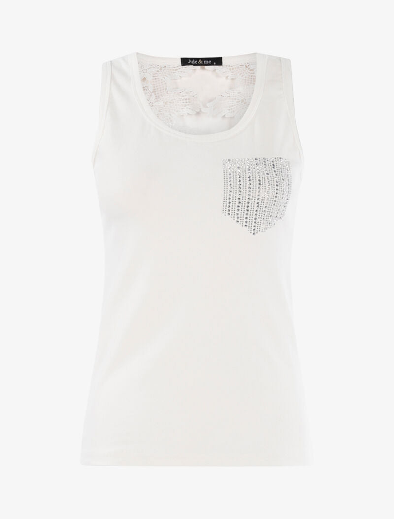 Débardeur strass en forme de poche - blanc - 3