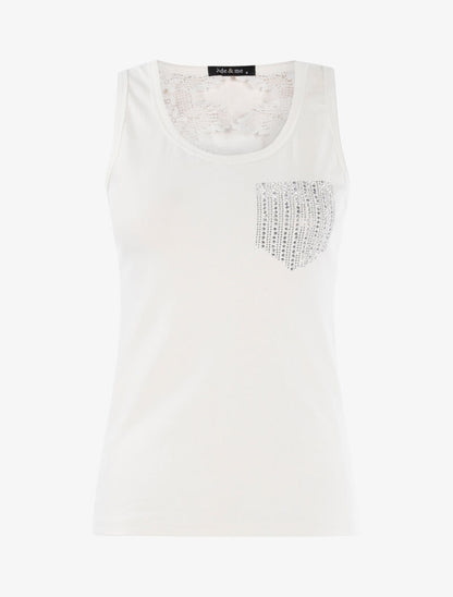 Débardeur strass en forme de poche - blanc - 3