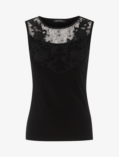 Débardeur à plastron dentelle - noir - 3