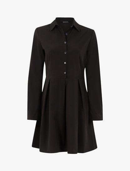 Robe patineuse style chemise - noir - 1