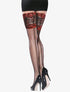 Bas résille à jarretière fleurie - noir/rouge - 2