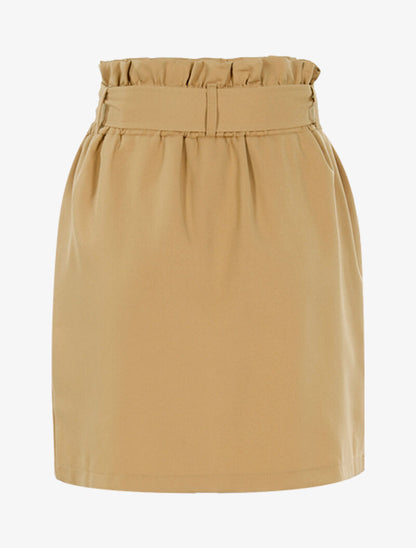 Jupe taille haute à boutonnière - camel - 2