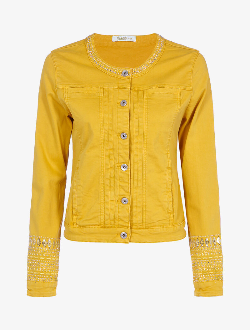 Veste en jean à broderie bohème - moutarde - 2