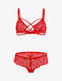 Ensemble lace en dentelle ajourée - rouge - 3