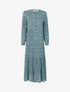 Robe longue trapèze fleurie - bleu - 1