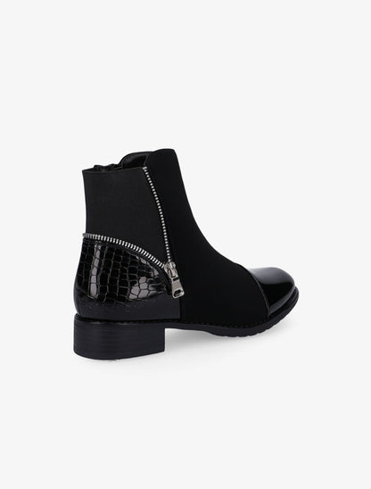 Bottines à détails zippés et élastiqués - noir - 4