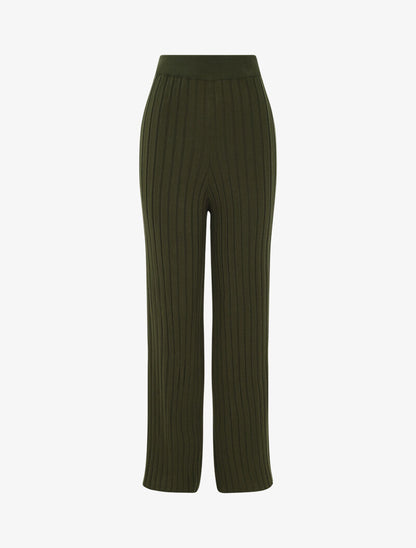 Pantalon en maille côtelée - kaki - 3