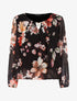 Blouse fleurie en voile col bijoux - noir - 3